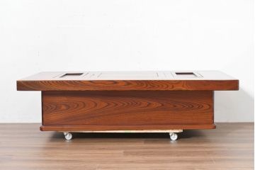 中古　超美品　総欅(ケヤキ)材　漆塗り　趣ある木目が美しい大振りな囲炉裏テーブル(長火鉢、木製火鉢、4人掛け、6人掛け、ダイニングテーブル、食卓)(R-084221)