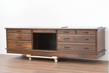 中古　美品‼　国産職人手作り品　内部桐材の上質なローボード(テレビ台、テレビボード、サイドボード、リビングボード、収納棚)(R-084222)