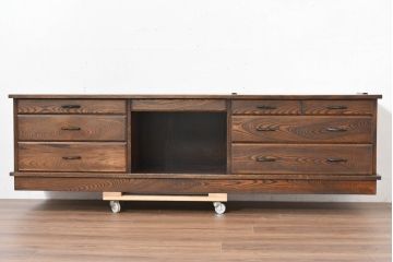中古　美品‼　国産職人手作り品　内部桐材の上質なローボード(テレビ台、テレビボード、サイドボード、リビングボード、収納棚)(R-084222)
