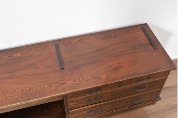 中古　美品‼　国産職人手作り品　内部桐材の上質なローボード(テレビ台、テレビボード、サイドボード、リビングボード、収納棚)(R-084222)