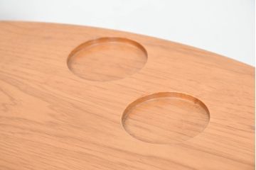 中古　美品　希少モデル　CONDE HOUSE(カンディハウス)　キャスター&コンセント付き!使い勝手抜群の折り畳み天板を備えたレトロなサイドテーブル(バタフライテーブル、ドロップリーフテーブル、丸テーブル、カフェテーブル、コーヒーテーブル)(R-084224)