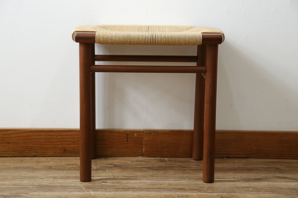 中古　美品　ドモク堂　ペーパーコード　自然で温かみのある雰囲気が魅力のスツール　(R-084227)