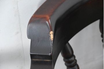 中古　美品　国産職人手作り　カバ材　品でクラシカルな佇まいがお洒落なキャプテンチェア4脚セット(アームチェア、ダイニングチェア、板座チェア、椅子、イス、バラ売り可能)(R-084236)