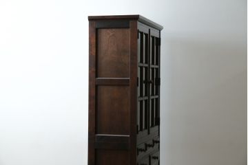 中古　北海道民芸家具　HM160K　美しい木肌とシックな佇まいが魅力的なキャビネット(食器棚、収納棚、戸棚、カップボード、飾り棚、本箱、バラ売り可能)(R-084237)