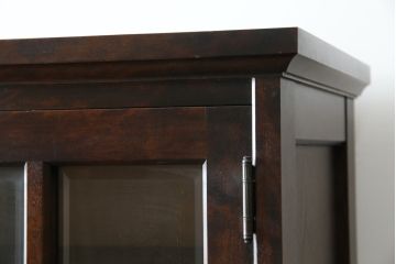 中古　北海道民芸家具　HM160K　美しい木肌とシックな佇まいが魅力的なキャビネット(食器棚、収納棚、戸棚、カップボード、飾り棚、本箱、バラ売り可能)(R-084237)