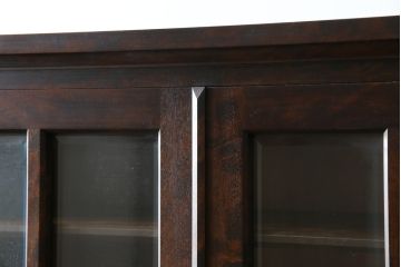中古　北海道民芸家具　HM160K　美しい木肌とシックな佇まいが魅力的なキャビネット(食器棚、収納棚、戸棚、カップボード、飾り棚、本箱、バラ売り可能)(R-084237)