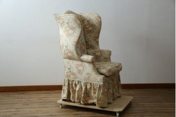 アメリカビンテージ　Ralph Lauren Home(ラルフローレン ホーム)　優雅な花柄とくつろぎの時間を叶えるウィングバックチェア(ウイングバックチェア、ラウンジチェア、一人掛けチェア、1人掛け、1P、ヴィンテージ)(R-084241)