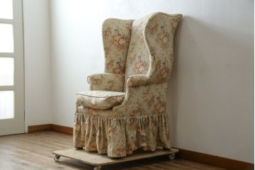 アメリカビンテージ　Ralph Lauren Home(ラルフローレン ホーム)　優雅な花柄とくつろぎの時間を叶えるウィングバックチェア(ウイングバックチェア、ラウンジチェア、一人掛けチェア、1人掛け、1P、ヴィンテージ)(R-084241)