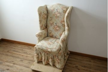 アメリカビンテージ　Ralph Lauren Home(ラルフローレン ホーム)　優雅な花柄とくつろぎの時間を叶えるウィングバックチェア(ウイングバックチェア、ラウンジチェア、一人掛けチェア、1人掛け、1P、ヴィンテージ)(R-084241)
