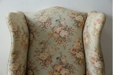 アメリカビンテージ　Ralph Lauren Home(ラルフローレン ホーム)　優雅な花柄とくつろぎの時間を叶えるウィングバックチェア(ウイングバックチェア、ラウンジチェア、一人掛けチェア、1人掛け、1P、ヴィンテージ)(R-084241)