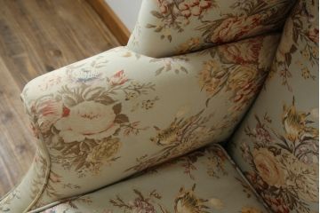 アメリカビンテージ　Ralph Lauren Home(ラルフローレン ホーム)　優雅な花柄とくつろぎの時間を叶えるウィングバックチェア(ウイングバックチェア、ラウンジチェア、一人掛けチェア、1人掛け、1P、ヴィンテージ)(R-084241)
