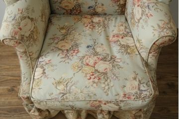アメリカビンテージ　Ralph Lauren Home(ラルフローレン ホーム)　優雅な花柄とくつろぎの時間を叶えるウィングバックチェア(ウイングバックチェア、ラウンジチェア、一人掛けチェア、1人掛け、1P、ヴィンテージ)(R-084241)