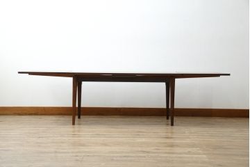 デンマークビンテージ　美しい木目が印象的なローズウッド材のエクステンションセンターテーブル(ローテーブル、ドローリーフテーブル、リビングテーブル、北欧、ヴィンテージ)(R-084242)