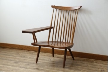 和製ヴィンテージ　小田急ハルク購入　ジョージナカシマ　LOUNGE ARM(ラウンジアーム)　One Arm(ワンアーム、片肘)　CN103　右アーム付きラウンジチェア　(R-084243)