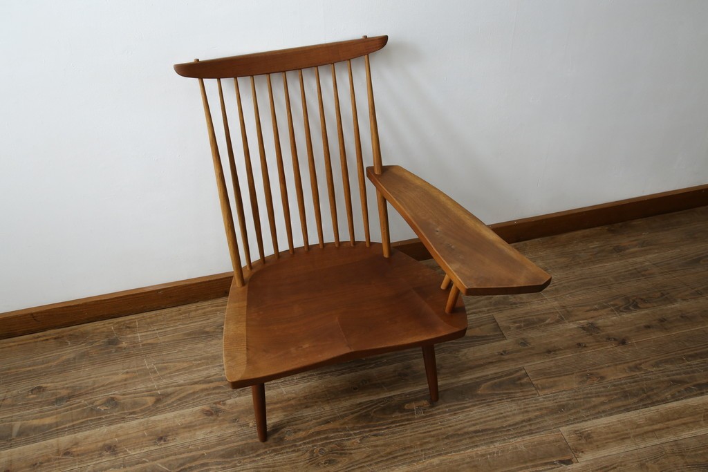 和製ヴィンテージ　小田急ハルク購入　ジョージナカシマ　LOUNGE ARM(ラウンジアーム)　One Arm(ワンアーム、片肘)　CN103　左アーム付きラウンジチェア　(R-084244)