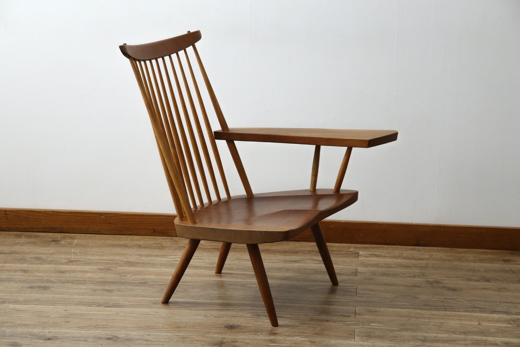 和製ヴィンテージ　小田急ハルク購入　ジョージナカシマ　LOUNGE ARM(ラウンジアーム)　One Arm(ワンアーム、片肘)　CN103　左アーム付きラウンジチェア　(R-084244)