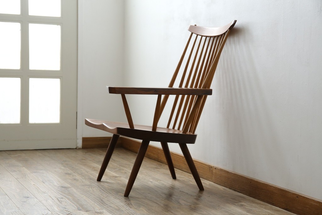 和製ヴィンテージ　小田急ハルク購入　ジョージナカシマ　LOUNGE ARM(ラウンジアーム)　One Arm(ワンアーム、片肘)　CN103　左アーム付きラウンジチェア　(R-084244)