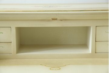 中古　美品　イタリア高級家具　ノバパルク(NOVAPLAK)　ロココ調の装飾がかわいらしいライティングビューロー(机、デスク、在宅用、在宅ワーク用、ワークデスク、引き出し)(定価約97万円)(R-084246)