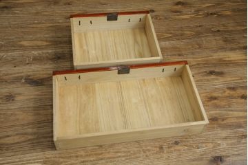 和製ビンテージ　職人手作り　工芸家具　三方欅(ケヤキ)材　美しい木地呂塗りの仙台小箪笥(仙台箪笥、衣装箪笥、収納箪笥、引き出し、ヴィンテージ)(R-084247)