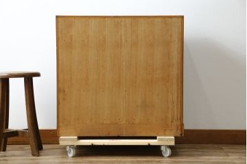 和製ビンテージ　職人手作り　工芸家具　三方欅(ケヤキ)材　美しい木地呂塗りの仙台小箪笥(仙台箪笥、衣装箪笥、収納箪笥、引き出し、ヴィンテージ)(R-084247)