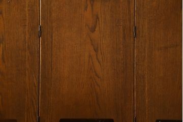 中古　美品　希少な廃番品　カントリーハウス　三連　クラシックな雰囲気と高級感のあるデザインが素敵なステンドグラス入りパーテーション(三越家具、衝立て、つい立て、3連、スクリーン)(R-084250)