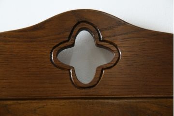中古　美品　鮮やかで美しいステンドグラス入りの3連衝立て(つい立て、衝い立て、パーテーション、スクリーン、間仕切り、店舗什器)(R-084251)
