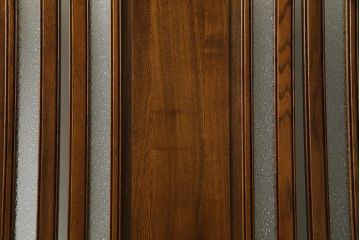 中古　美品　鮮やかで美しいステンドグラス入りの3連衝立て(つい立て、衝い立て、パーテーション、スクリーン、間仕切り、店舗什器)(R-084251)