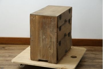 和製アンティーク　パタパタ扉付き　時の流れを感じる古い木味の小さな下駄箱(靴箱、下足入れ、卓上収納、小物収納)(R-084254)