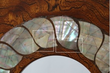 中古　超美品!!　総漆塗り　タモ材　一枚板　職人手作りの工芸家具　螺鈿(ラデン)細工の日輪紋様が存在感を放つ衝立て　定価約75万円　(R-084257)