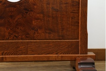 中古　超美品!!　総漆塗り　タモ材　一枚板　職人手作りの工芸家具　螺鈿(ラデン)細工の日輪紋様が存在感を放つ衝立て　定価約75万円　(R-084257)