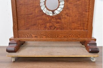 中古　超美品‼　職人手作り　工芸家具　総漆塗り　タモ材　一枚板　螺鈿(ラデン)細工の日輪紋様が存在感を放つ衝立て(衝い立て、パーテーション、間仕切り)(定価約75万円)(R-084257)