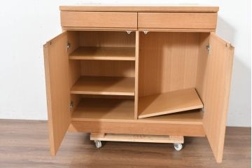 中古　CONDE HOUSE(カンディハウス)　オーク材の温もりとシンプルモダンなデザインが魅力のサイドキャビネット(サイドボード、戸棚、収納棚)(R-084258)
