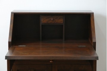 中古　美品　松本民芸家具　希少モデル　格子模様が特徴的なK型ライティングビューロー　(R-084262)
