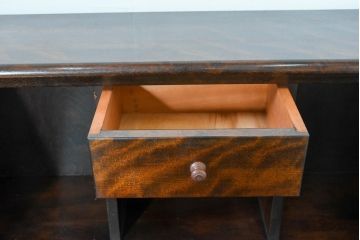 中古　美品　松本民芸家具　希少モデル　格子模様が特徴的なK型ライティングビューロー(ワークデスク、簿記机、収納棚、戸棚、在宅用、在宅ワーク用)(R-084262)