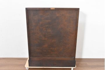 中古　美品　松本民芸家具　希少モデル　格子模様が特徴的なK型ライティングビューロー(ワークデスク、簿記机、収納棚、戸棚、在宅用、在宅ワーク用)(R-084262)