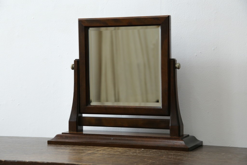 中古　美品　松本民芸家具　シックな佇まいが魅力の卓上ミラー　(R-084263)