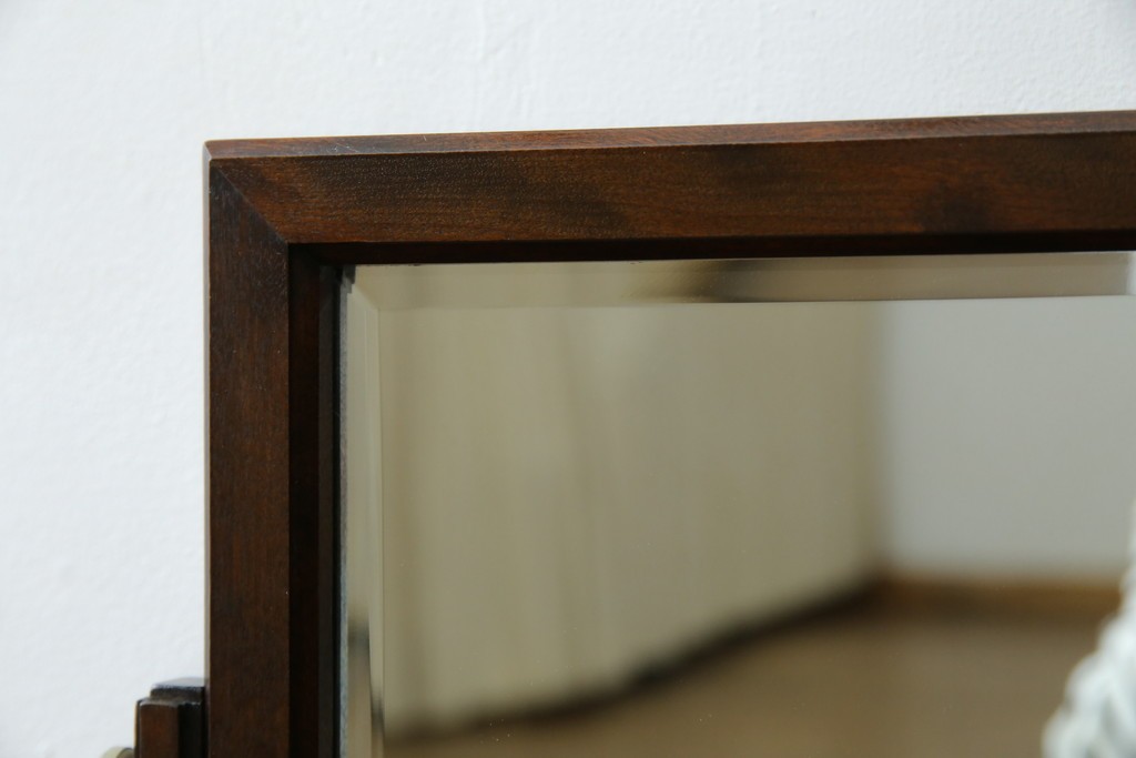 中古　美品　松本民芸家具　シックな佇まいが魅力の卓上ミラー　(R-084263)