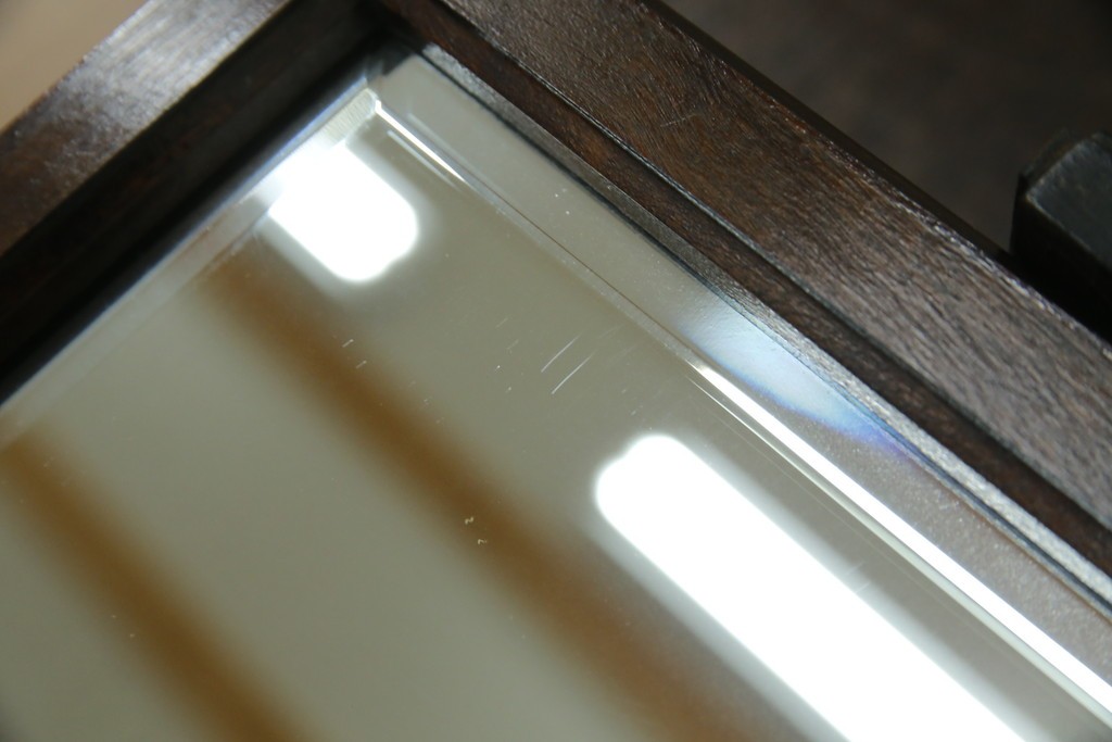 中古　美品　松本民芸家具　シックな佇まいが魅力の卓上ミラー　(R-084263)