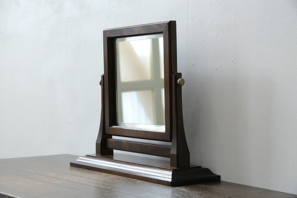 中古　美品　松本民芸家具　シックな佇まいが魅力の卓上ミラー　(R-084263)