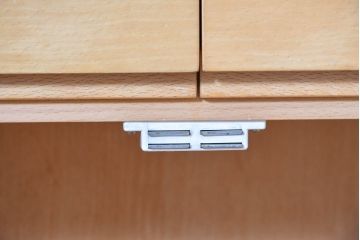 中古　希少な特注品　CONDE HOUSE(カンディハウス)　ビーチ材　図書室の両面使いラウンドカウンターテーブル(デスク、受け付け、受付カウンター、サイドボード)(製作費約90万円)(R-084266)