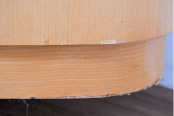 中古　希少な特注品　CONDE HOUSE(カンディハウス)　ビーチ材　図書室の両面使いラウンドカウンターテーブル(デスク、受け付け、受付カウンター、サイドボード)(製作費約90万円)(R-084266)
