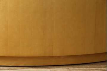 中古　希少な特注品　CONDE HOUSE(カンディハウス)　ビーチ材　図書室の両面使いラウンドカウンターテーブル　製作費約90万円相当　(R-084266)