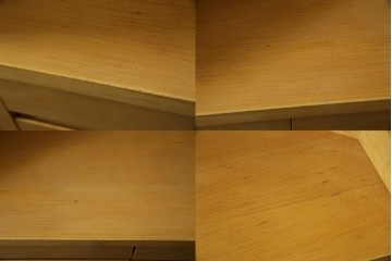 中古　希少な特注品　CONDE HOUSE(カンディハウス)　ビーチ材　図書室の両面使いラウンドカウンターテーブル　製作費約90万円相当　(R-084266)