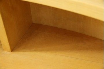 中古　希少な特注品　CONDE HOUSE(カンディハウス)　ビーチ材　図書室の両面使いラウンドカウンターテーブル　製作費約90万円相当　(R-084266)