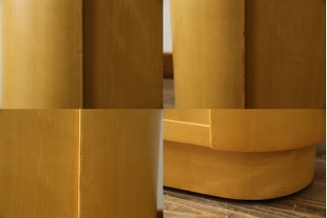 中古　希少な特注品　CONDE HOUSE(カンディハウス)　ビーチ材　図書室の両面使いラウンドカウンターテーブル　製作費約90万円相当　(R-084266)