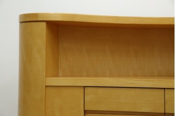 中古　希少な特注品　CONDE HOUSE(カンディハウス)　ビーチ材　図書室の両面使いラウンドカウンターテーブル　製作費約90万円相当　(R-084266)