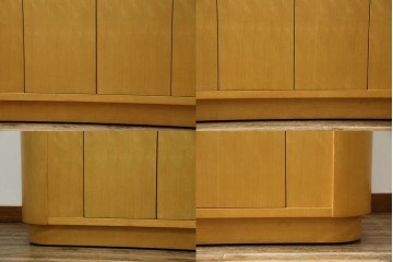 中古　希少な特注品　CONDE HOUSE(カンディハウス)　ビーチ材　図書室の両面使いラウンドカウンターテーブル　製作費約90万円相当　(R-084266)