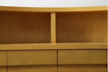 中古　希少な特注品　CONDE HOUSE(カンディハウス)　ビーチ材　図書室の両面使いラウンドカウンターテーブル　製作費約90万円相当　(R-084266)