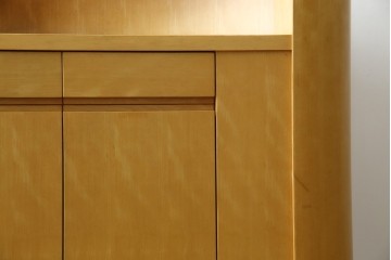 中古　希少な特注品　CONDE HOUSE(カンディハウス)　ビーチ材　図書室の両面使いラウンドカウンターテーブル　製作費約90万円相当　(R-084266)