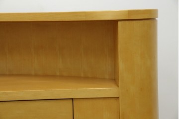 中古　希少な特注品　CONDE HOUSE(カンディハウス)　ビーチ材　図書室の両面使いラウンドカウンターテーブル　製作費約90万円相当　(R-084266)